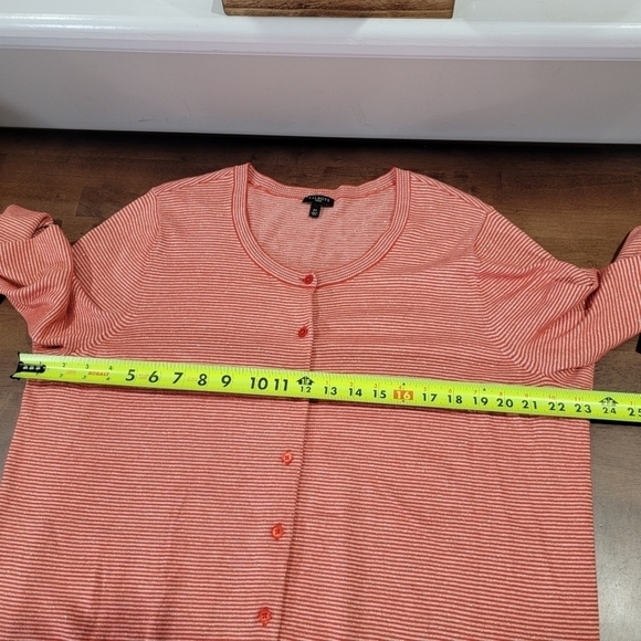 Talbots Orange Red Sparkly Stripes Button Front cardigan Size 2X - Picture 12 of 16